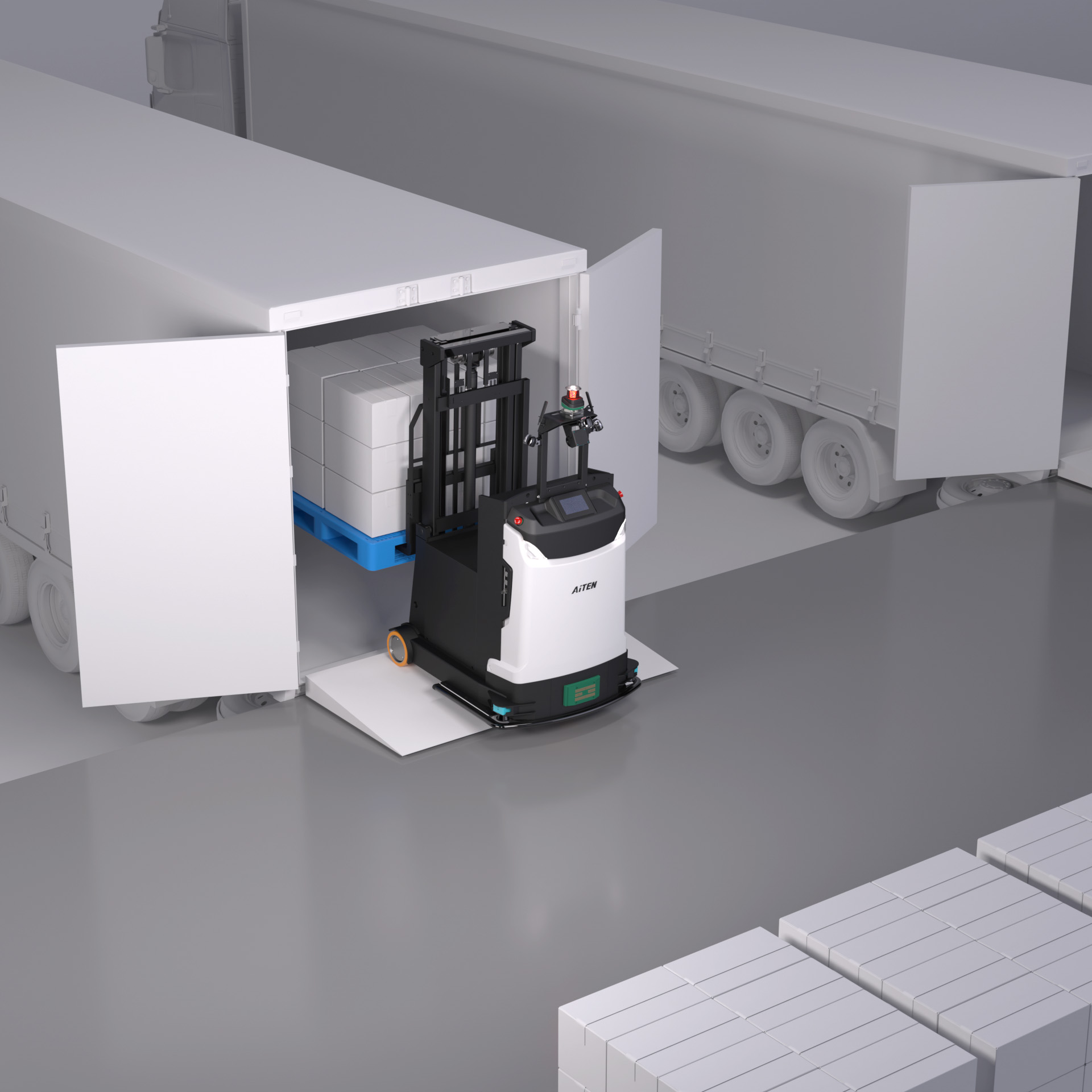 物料搬运跨车间周转、集装箱放货